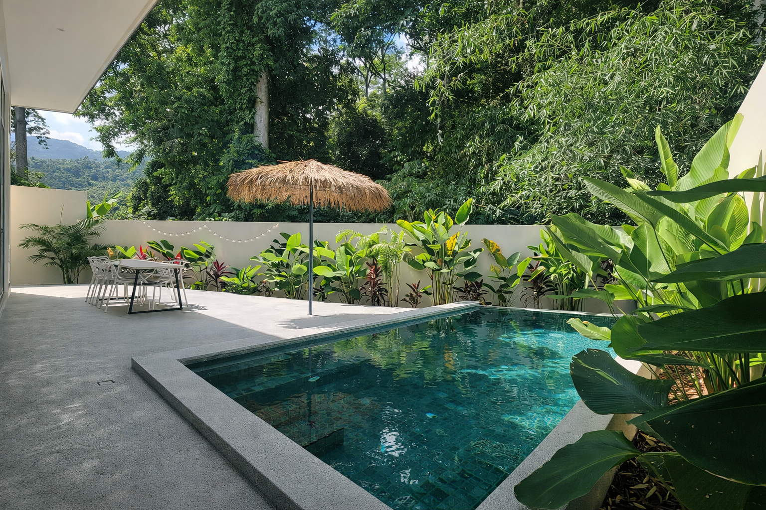 Pool Villa Koh Samui - private salt-water infinity pool surrounded by tropical garden, Lamai